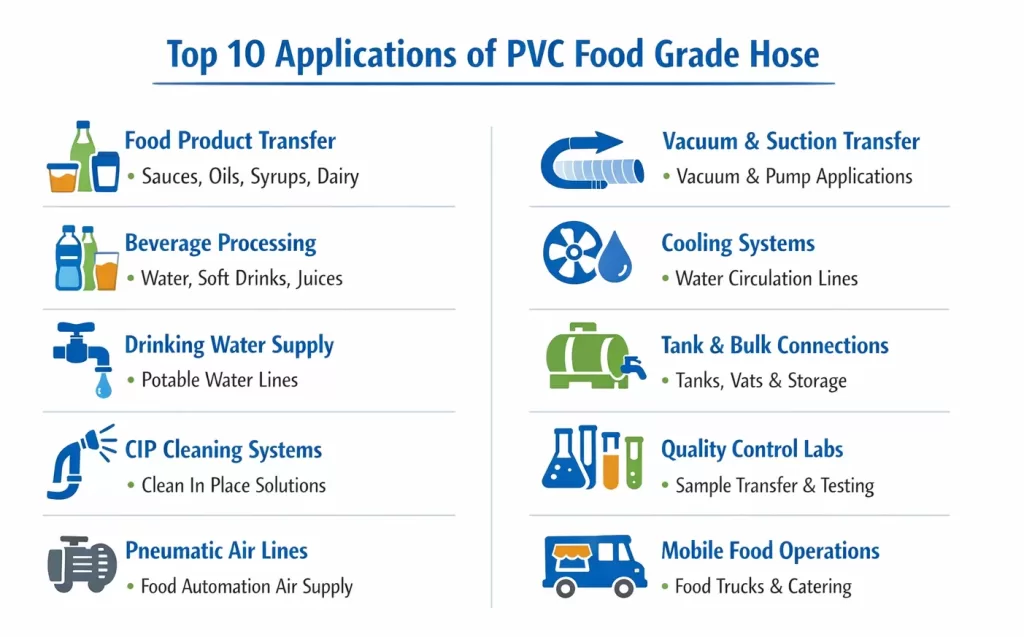 Top 10 Applications of PVC Food Grade Hose