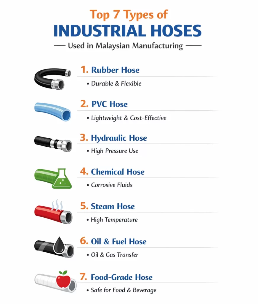 Top 7 Types of Industrial Hoses Used in Malaysian Manufacturing Top 7 Types of Industrial Hoses Used in Malaysian Manufacturing