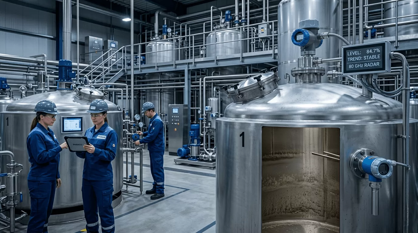 Industrial level measurement using radar transmitters and tuning fork level switches